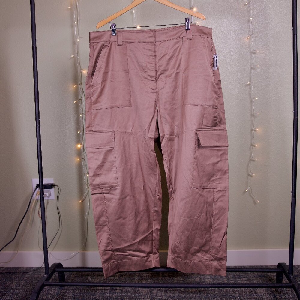 Extra High Rise Satin Brown Cargo Pants - Women's Old Navy - Size 20 Plus Size
